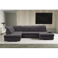 WERK2 Wohnlandschaft »Kordula-New U-Form«, Sofa in U-Form mit Schlaffunktion & Bettkasten, Schlafcouch grau