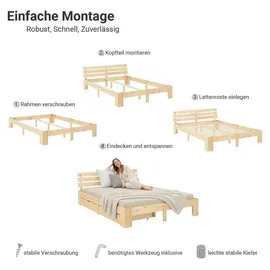 Homestyle4u Holzbett 160 x 200 cm Braun