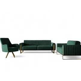 Fun Möbel Sofaset Designersofas VALERIE 3-2-1 in Stoff Stoff Elisa Velvet, Flaschengrün