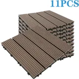 11 X Terrassenfliesen Terrassendielen Fliese Klickfliesen In Holzoptik Bodenbelag 30×30cm Braun