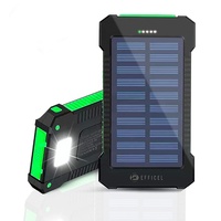 EFFICEL Solar-Powerbank, 10.000 mAh, tragbares Solar-Ladegerät, 2 A, USB-C, schnelles Aufladen, externer Akku mit LED-Taschenlampe für Camping, Outdoor-Aktivitäten