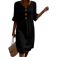 Generisch Lange Sommerkleider Damen Rockabilly Kleid Hemdblusenkleid Damen Strandkleider Kurz Wickelkleid Elegant Freizeitkleider Sommer Blumenkleid Midikleid Sommer Hemdkleid Tshirtkleider - M