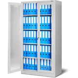 Jan Nowak Aktenschrank C012 Glasvitrine Büroschrank Universalschrank Flügeltürschrank Stahlblech Pulverbeschichtung abschließbar 185 cm x 90 cm x 40 cm (Grau)