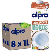 ALPRO Kokosnussdrink ohne Zucker, 1 Liter, 8er Pack