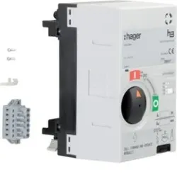 Hager HXB040H Motorantrieb für Baugröße x250 24V DC.Motorantrieb zum elektrischen Schalter der Leistungs- und Lasttrennschalter.