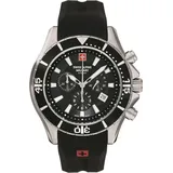 Swiss Alpine Military Herren Uhr Chronograph Analog Quarz 7040.9837SAM Siikon - Schwarz/Schwarz
