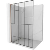 Mexen Kioto L Duschwand Walk-in 110 x 200 cm, schwarzes Muster, gebürstetes Messing - 800-110-103-65-78