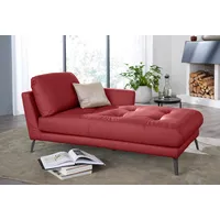 Chaiselongue W.SCHILLIG "softy" Sofas Gr. B/H/T: 106cm x 79cm x 168cm, Longlife Xtra-Leder Z59, Armlehne rechts, rot (ruby red z59) mit dekorativer Heftung im Sitz, Füße schwarz pulverbeschichtet