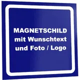 Kiwistar Magnetschild personalisiert - mit Wunschtext Foto und Logo bedruckt - Fahrzeugmagnet für Auto KFZ LKW Transporter Wohnmobil (blau, 10x10 cm)