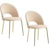 2er Esszimmerstühle Set VIKING Wohnzimmer Büro Stühle MEGAN BEIGE Velours