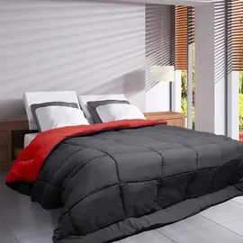 les tendances Hudson Couette Legere Microfibre 200g/m2 220x240cm Gris / Rouge