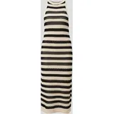 S.Oliver - Langes Strickkleid mit Musterstruktur, Damen, beige|schwarz, 46