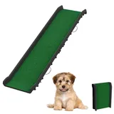 UISEBRT Hunderampe mit Kunstrasen, Auto Klappbar Hundetreppe Autorampe Hund Kofferraumrampe für Haustiere Einstiegshilfe, Anti-Rutsch, Robust, bis 90kg, 156 x 40cm, Grün