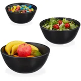 Relaxdays Salatschüssel, 3er Set, schwarz