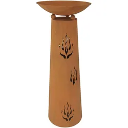 Pflanz-Schale Außen Blumen Topf Terrassen Säule Rost Optik Balkon Terrasse Deko Flammen