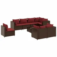 vidaXL 9-tlg Garten-Lounge-Set mit Kissen Braun Poly Rattan Modell 25