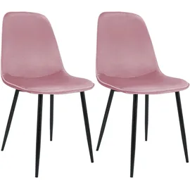 CLP Esszimmerstuhl Maryam Samt rosa 2er Set