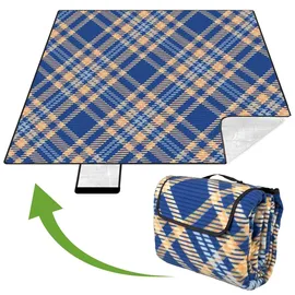 ebran trade Picknickdecke XXL 200 x 200 cm marineblau-orange