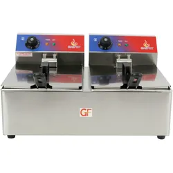 Gasfrit- Elektrische Fritteuse 10 + 10 Liter Industrie-Edelstahl mit Ego-Thermostat mit großer Leistung