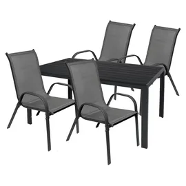 Mojawo Gartengarnitur 5-tlg. Anthrazit/Schwarz