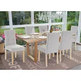 6er-Set Esszimmerstuhl HWC-E58, Stuhl Essstühle Stoff/Textil grau, helle Beine