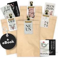 AMARI ® Adventskalender Nr. 04 zum Befüllen Hygge Pastell - 24 Papier Adventstüten (mit Kärtchen) - Papier Weihnachtstüten