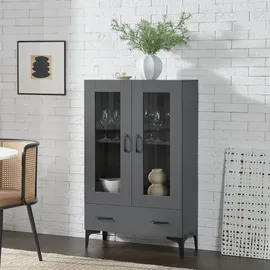 [en.casa] Vitrine Søndersø 70 x 31 x 115 cm Dunkelgrau
