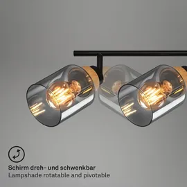 Briloner Spotlight, with wood, smoked glass, 4xE27/max.10W