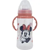 Stor Weithals-Flasche 360 ml, Silikonsauger, 3 Positionen, mit Griffen, Minnie Mouse Heart Full