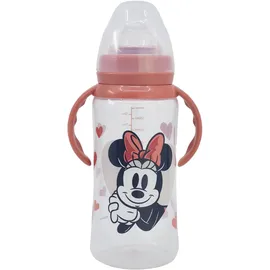 Stor Weithals-Flasche 360 ml, Silikonsauger, 3 Positionen, mit Griffen, Minnie Mouse Heart Full
