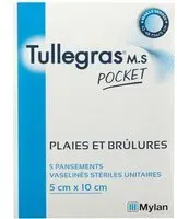 T​ulle Gras MS Pocket, Pansement gras protecteur, vaseliné, stérile 5 cm x 10 Bandage(S) pc(s)