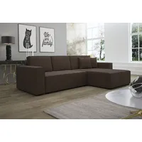 Fun Möbel Ecksofa Schlafsofa Sofa CONOR PREMIUM Stoff Poso Dunkelbraun Ottomane Rechts