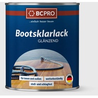 BCPRO Bootsklarlack, farblos PU-verstärkt, glänzender Klarlack, 2,5L, Holzlack, Bootslack, Bootsfarbe, für Boot Parkett Treppen Theken Gartenmöbel, wasserfest, hochelastisch, extrem belastbar