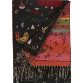 Fraas Schal Cashmink® Scarf With Christmas Design Navy