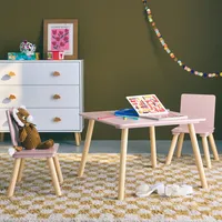 Sweeek - Kinderholztisch aus Kiefernholz, 2 Stühle