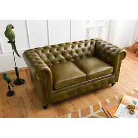 Massivmoebel24 Sofa 2-Sitzer Leder 158 x 82 x 75 cm Grün