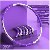 SHG Hula-Hoop-Reifen Fitness für Erwachsene Edelstahlkern mit Schaumstoffmantel, Fitness Reifen, Hula Hoop Reifen, 6 - teilig lila