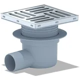 Belvit Bodenablauf Edelstahl Eck 150x150 mm höhenverstellbar 106-139 mm Dn50