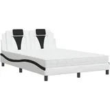 vidaXL Bett mit Matratze Weiß und Schwarz 120x200 cm Kunstleder