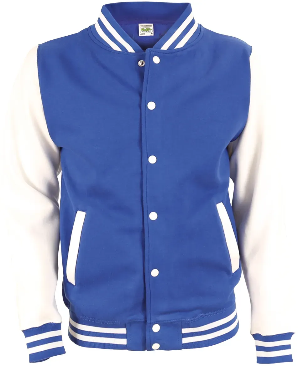 Just Hoods Varsity Jacket, royal blue/ white, XL