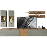 Innostyle Wohnwand "Ina Wohnwand, 340x185x44 cm (B/H/T)", schilfgrün, artisan eiche, ABS-Kunststoff, Glas, Holzwerkstoff, MDF, Metall, Kastenmöbel-Sets, Wohnwand