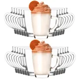 KIAPPO Kaffeegläser Set 300 ml - 24 Stück Gläser - Tee Gläser - Cocktailgläser - Trinkgläser - Latte Macchiato-Gläser - Hochgläser mit Henkel - 80 x 80 x 106 mm