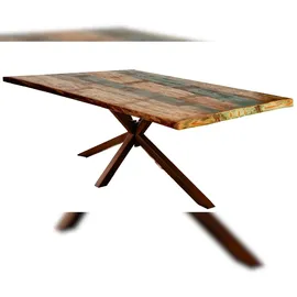 SIT Möbel Esstisch aus Altholz in bunt, Gestell in antikbraun| B 200 x T 100 x H 74 cm |15363-00| Serie TISCHE & BÄNKE