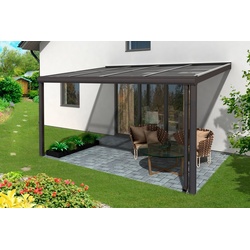 Skanholz Terrassendach Modena, BxT: 434×357 cm, 434 cm Breite, verschiedene Tiefe grau 434 cm x 357 cm