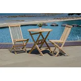 dynamic24 Gartentisch, Tisch 80 cm rund Teak braun