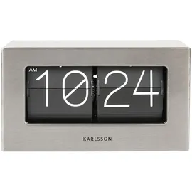 Karlsson Wand-/Tischuhr Boxed Flip - Gebürsteter Stahl - 20,5x7x11,5cm