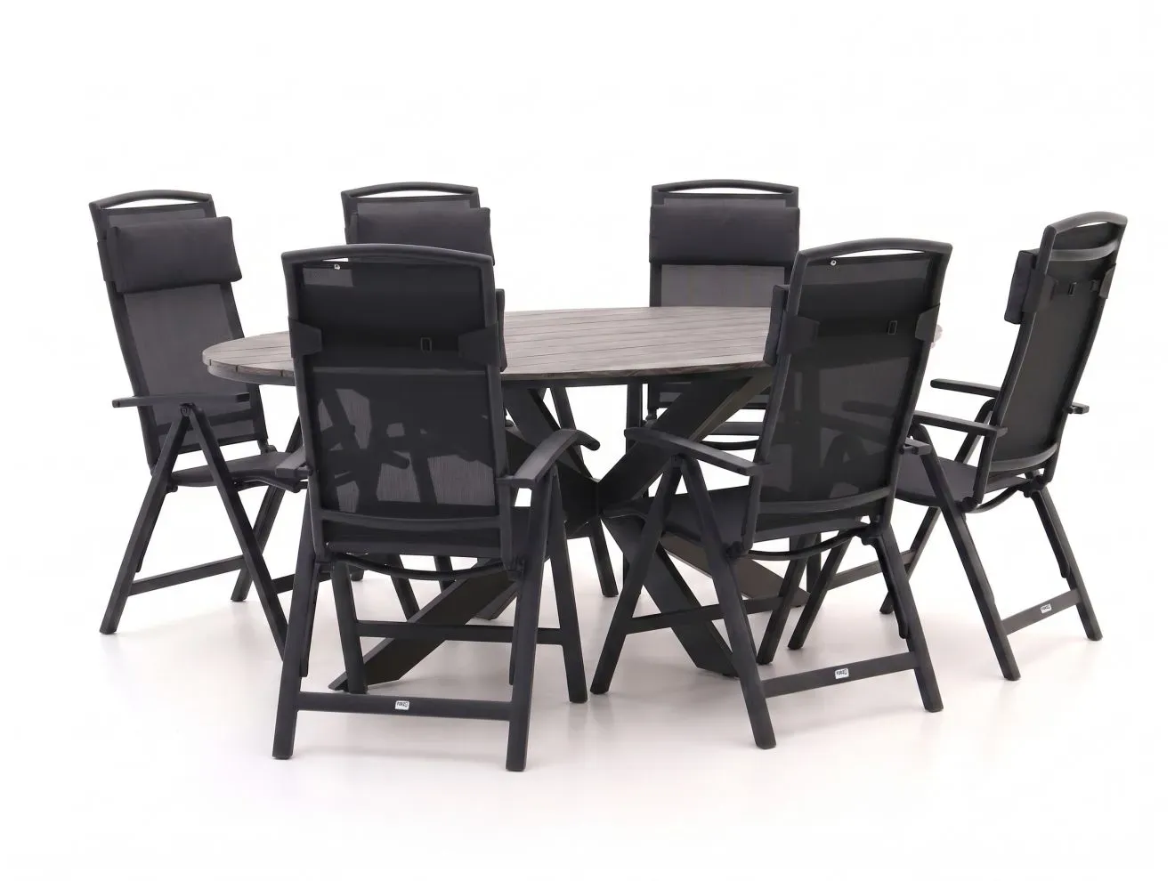 + 10 % Kassenrabatt | Forza Capri/Fidenza oval 220 cm Gartenmöbel-Set 7-teilig verstellbar
