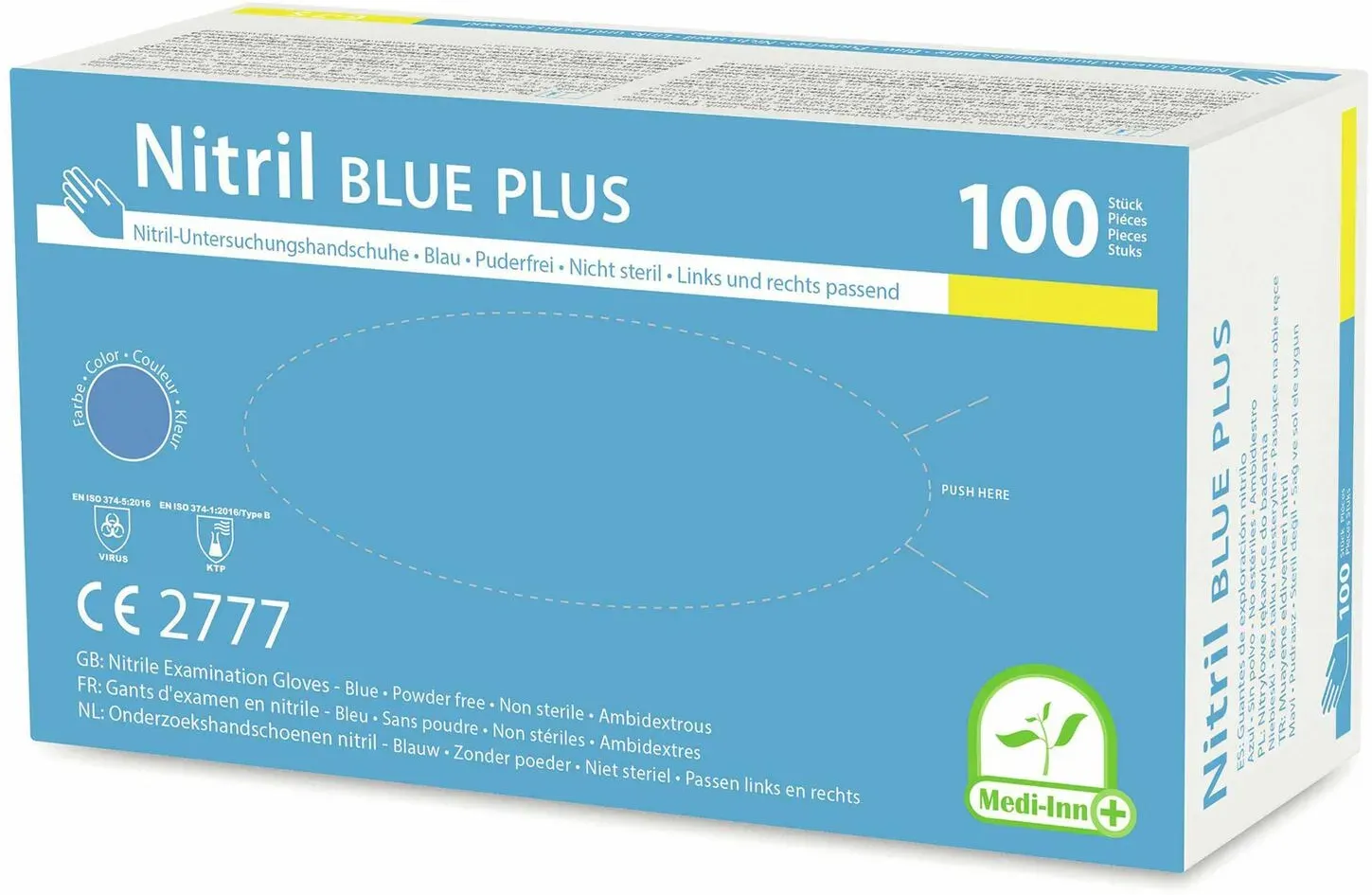 Einweghandschuhe Nitril puderfrei blau PLUS extrem stabil Größe M, 100 Stk.