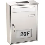 Lunartec Edelstahl-Briefkasten mit Solar-Leucht-Hausnummer