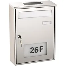 Lunartec Edelstahl-Briefkasten mit Solar-Leucht-Hausnummer